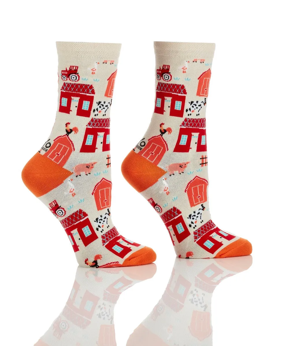 "Farm" Cotton Dress Crew Socks by YO Sox - Medium