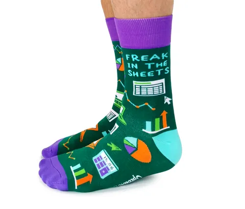 "Freak in the Sheets" Cotton Crew Socks by Uptown Sox - Large