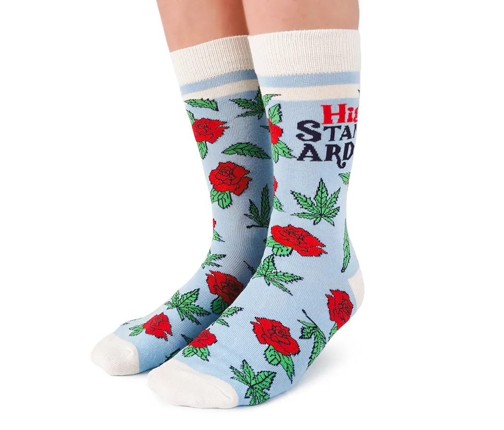 "High Standards" Cotton Crew Socks by Uptown Sox - Medium