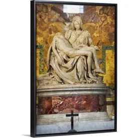 "'The Pieta" located in Saint Peter's Basilica in Rome, Italy" Black Float Frame Canvas Art