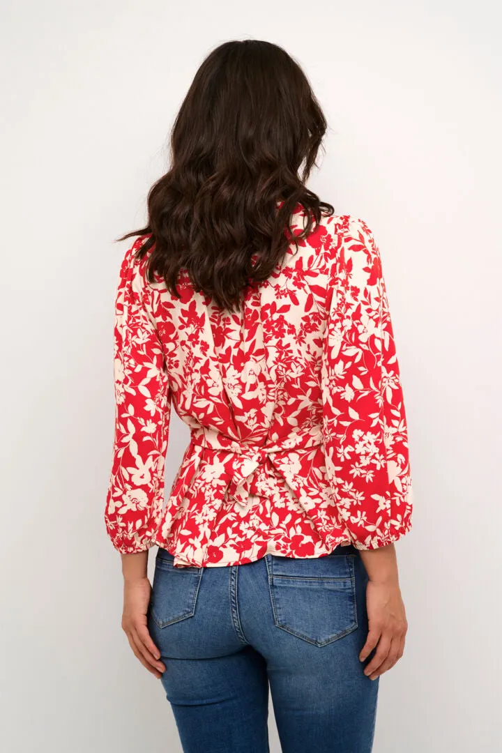 Red Floral Blouse