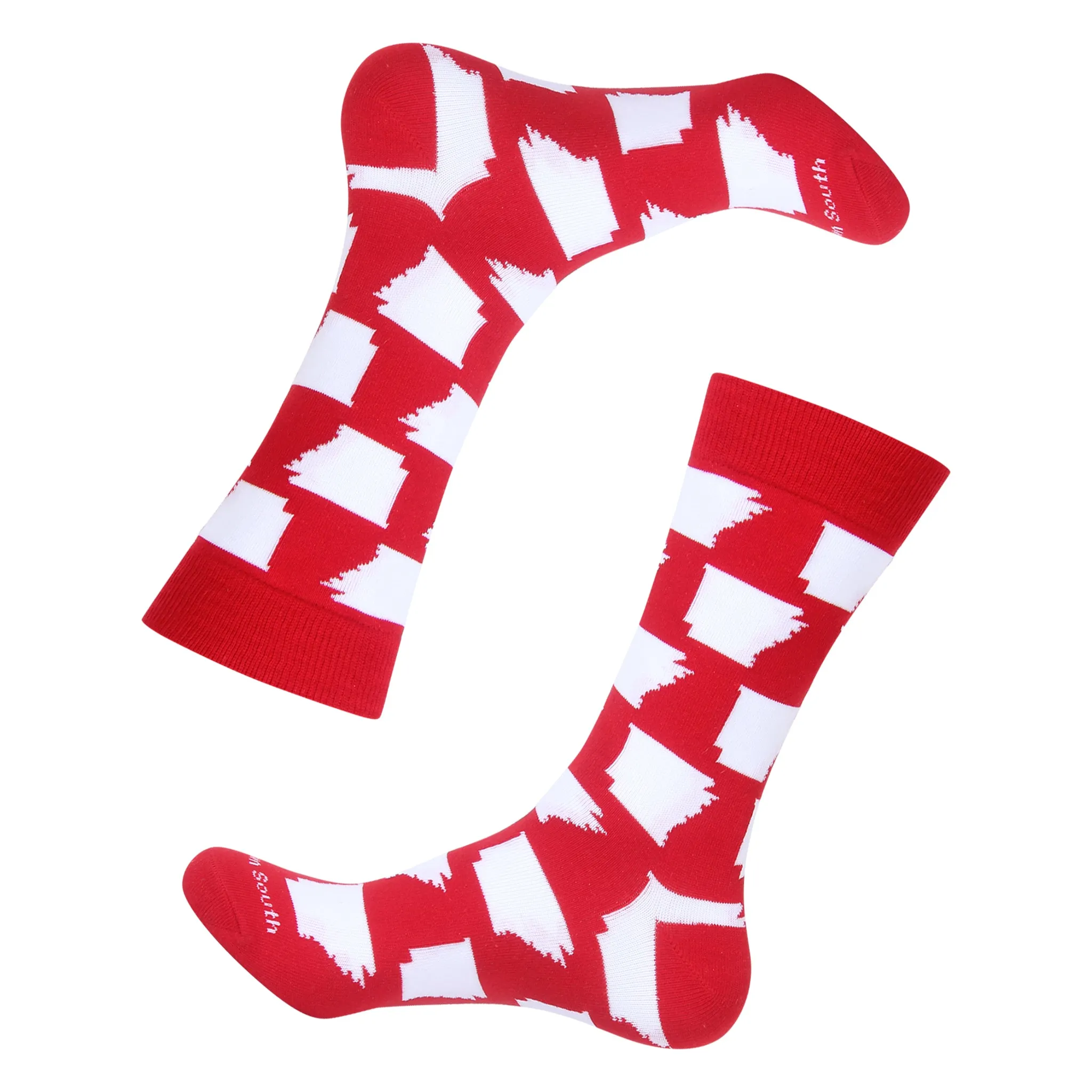 Red/White Arkansas Shape Socks