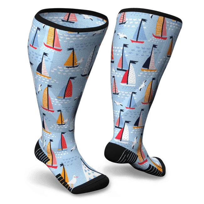 Sailboats Diabetic Compression Socks