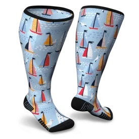 Sailboats Diabetic Compression Socks