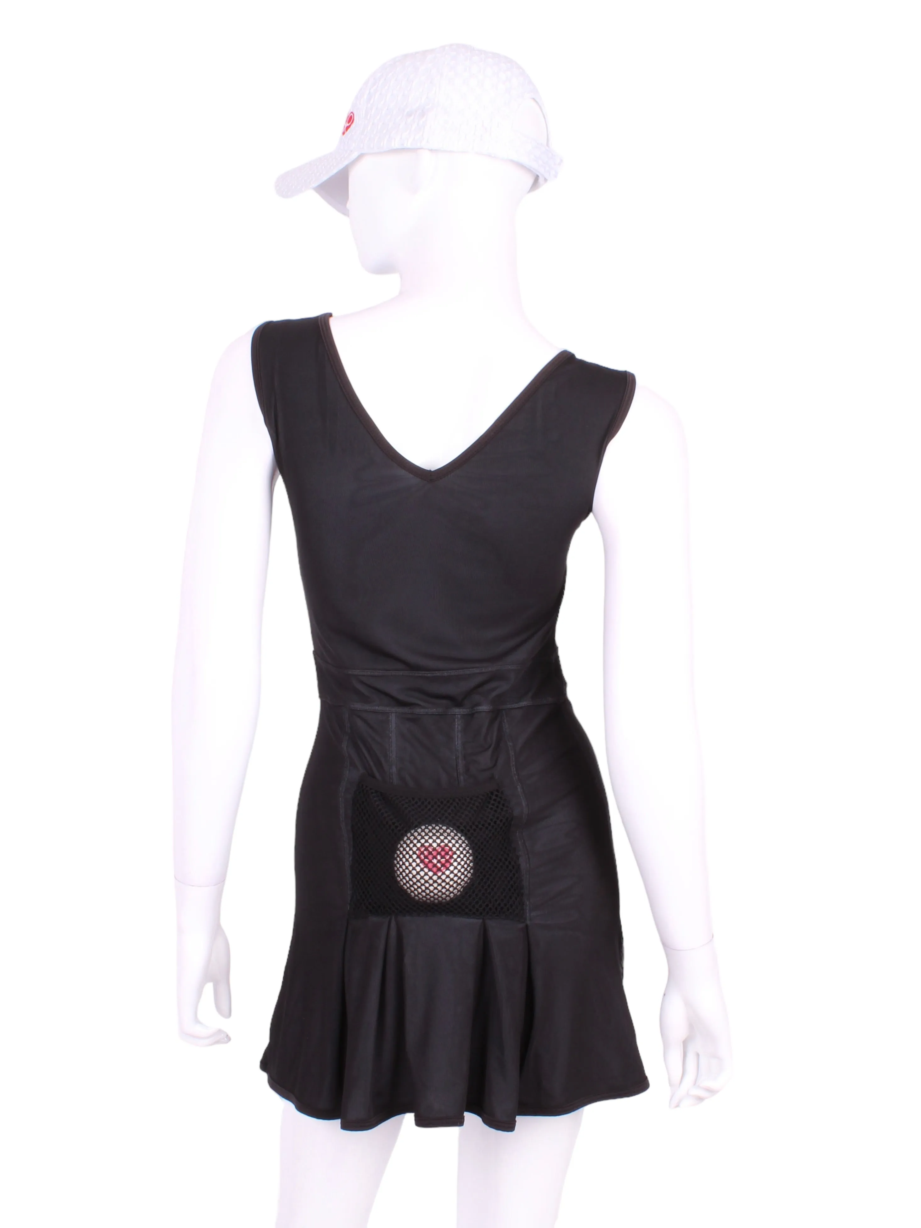 Short Grey and Fine Black Mesh Angelina Court to Cocktails Tennis Dress