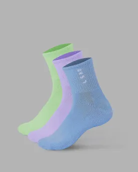 Signal 3 Pack Quarter Socks - Cornflower Blue/Pale Lilac/Green Fig