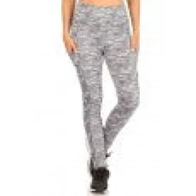 Solid Fleece Lined Sports Leggings With Side Pockets