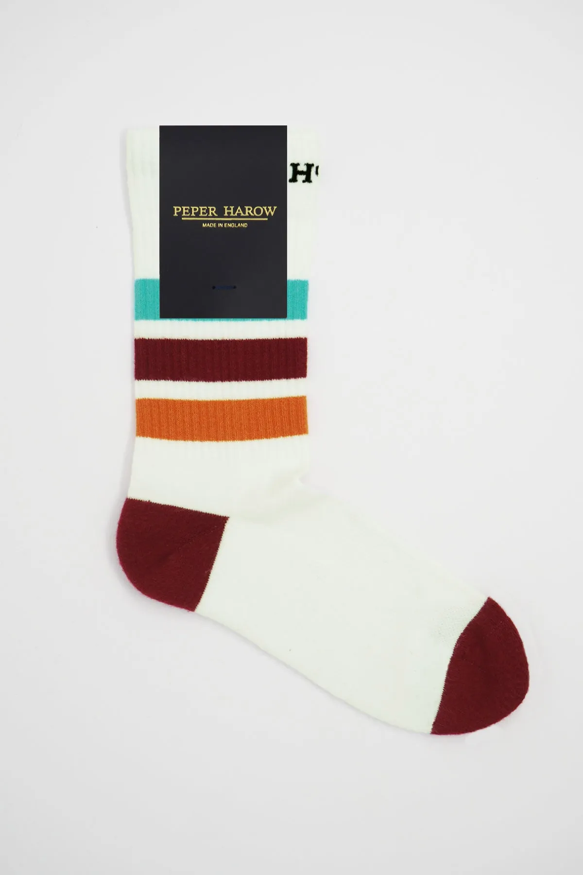 Striped Organic Men's Sport Socks Bundle - Mauve & White