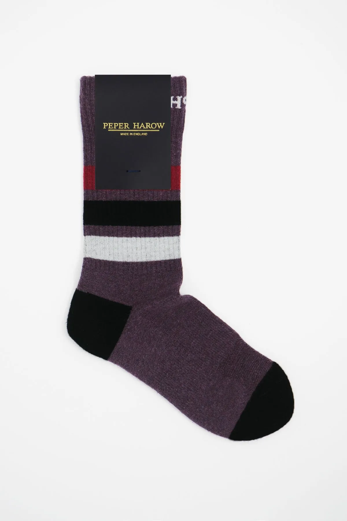 Striped Organic Men's Sport Socks Bundle - Mauve & White