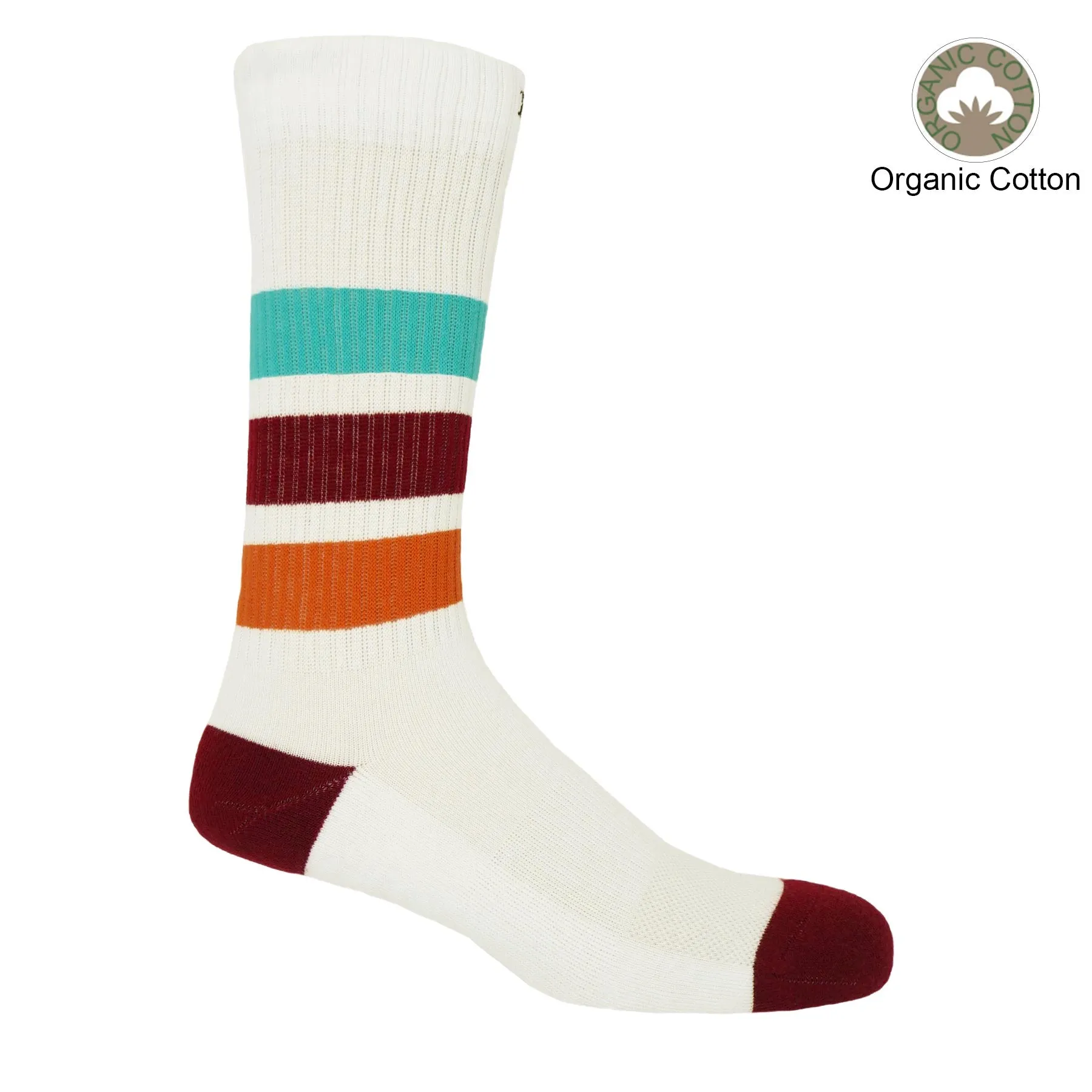 Striped Organic Men's Sport Socks Bundle - Mauve & White