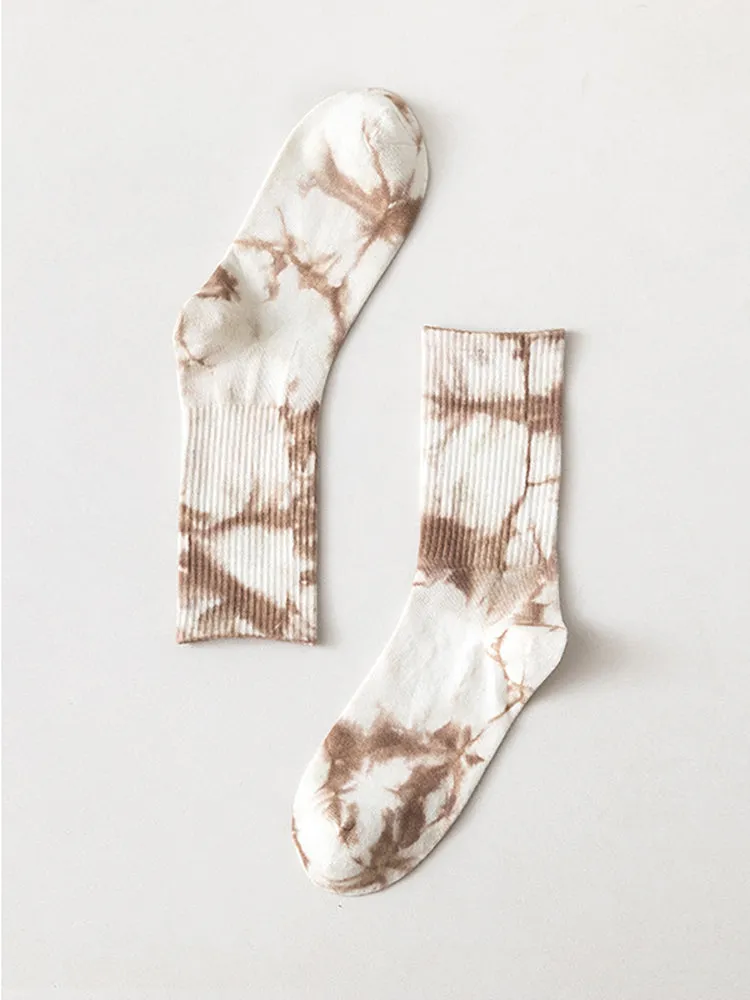 Three Pairs Tie-Dyed Long-Barreled Cotton Socks Street Sports Socks