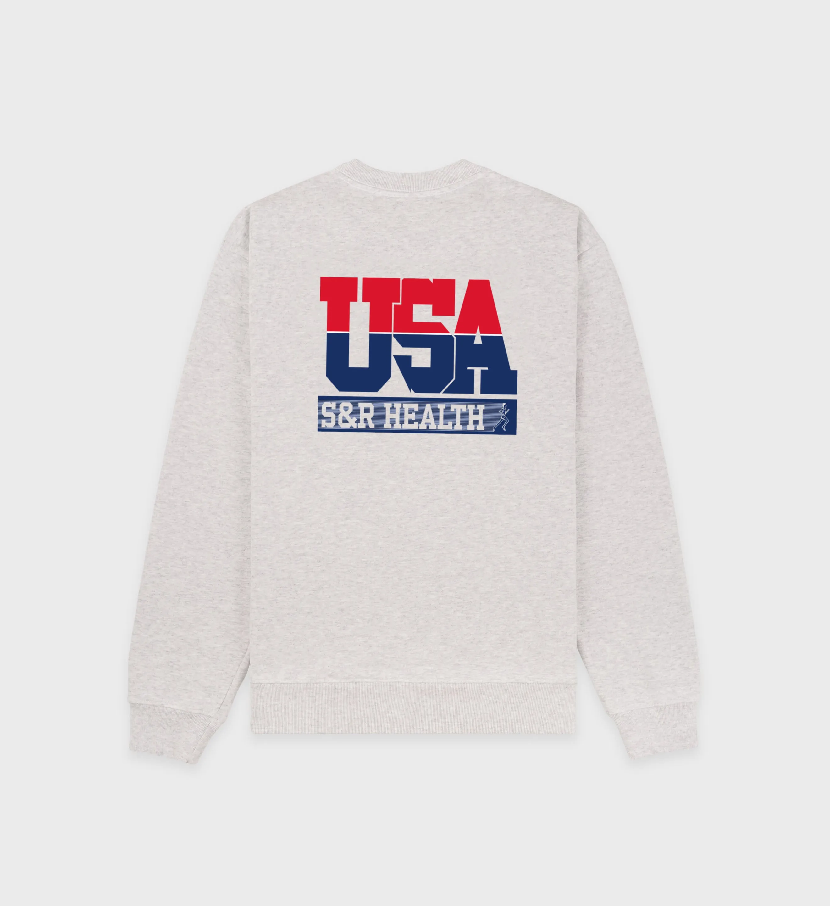 USA Crewneck - Heather Gray/Navy/Sports Red