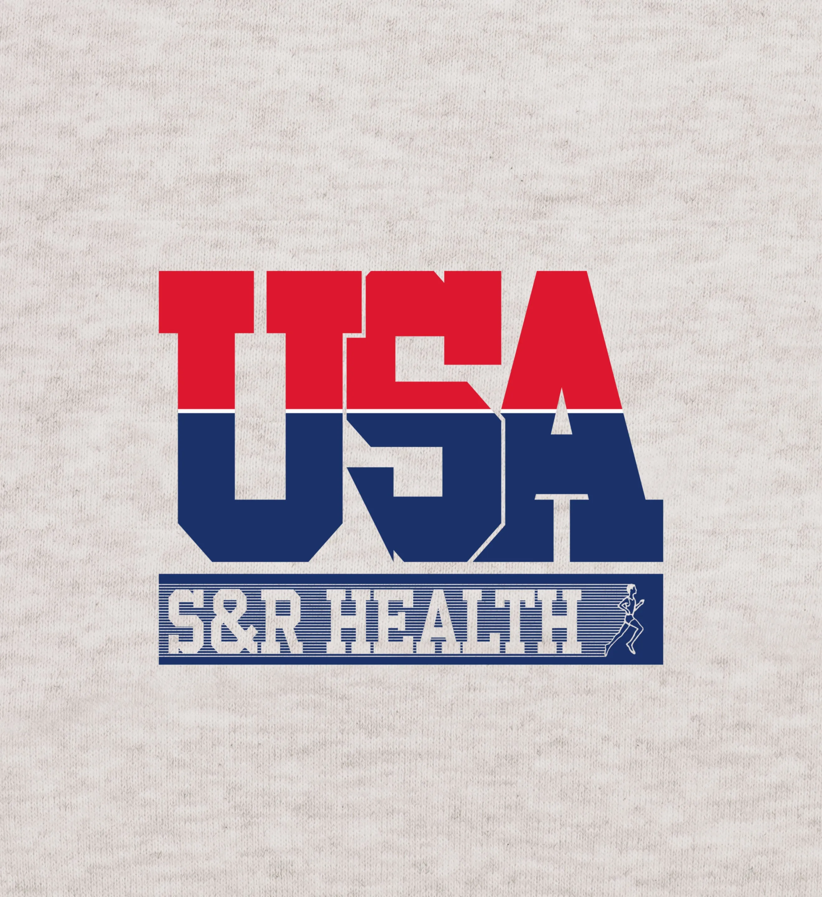 USA Crewneck - Heather Gray/Navy/Sports Red