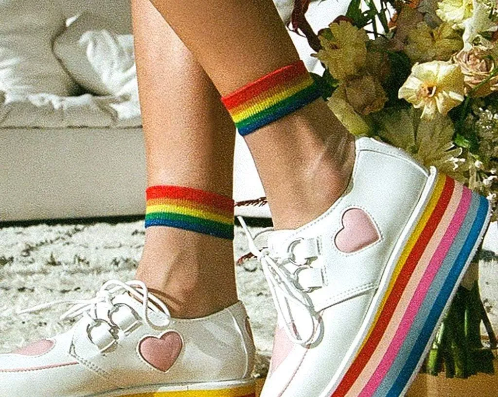 White Sheer Rainbow Sock