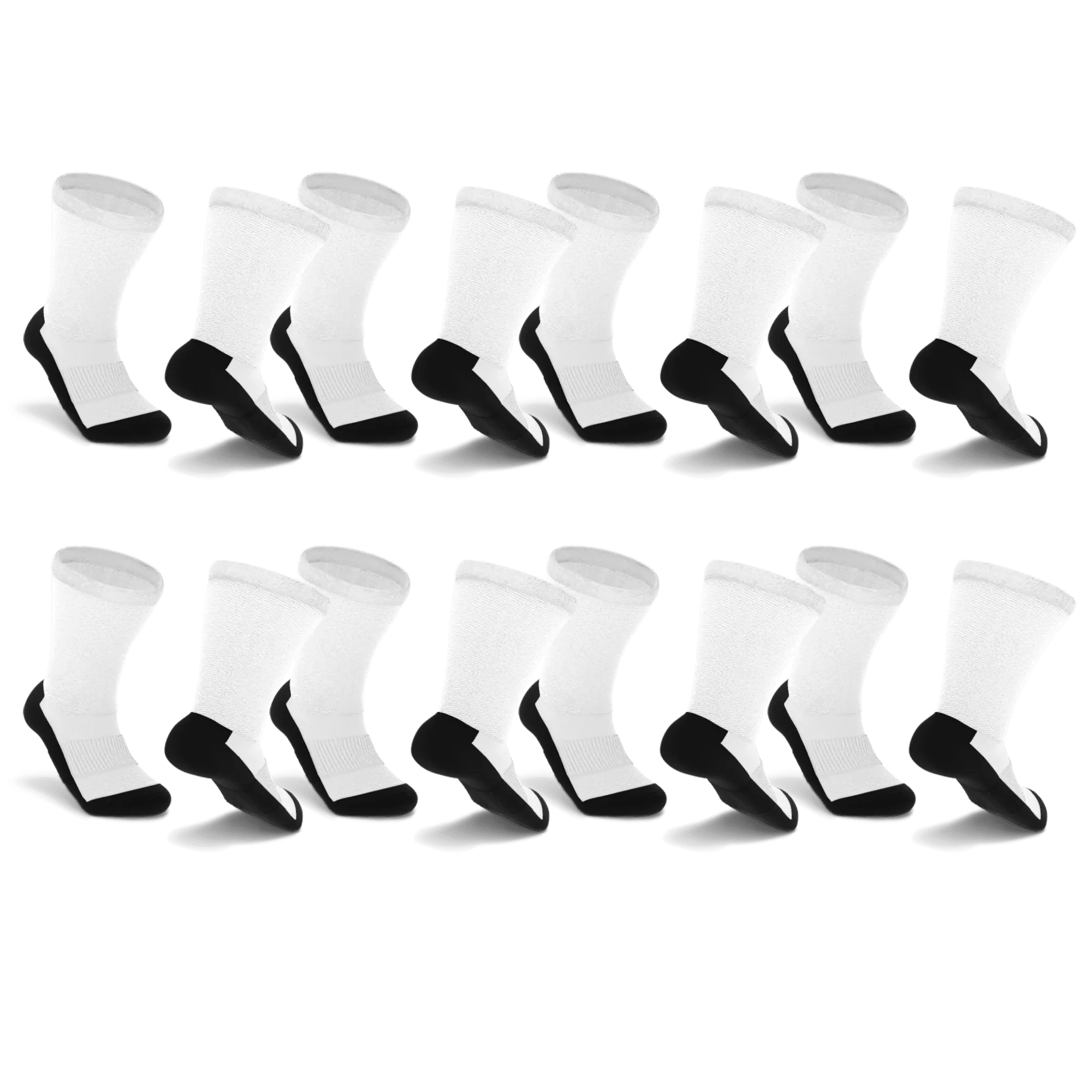 White with Black Bottom Non-Binding Diabetic Thin Socks 8-Pack