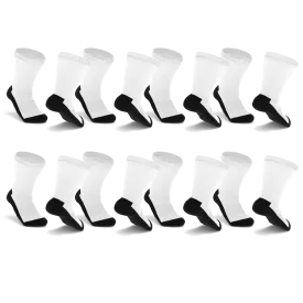 White with Black Bottom Non-Binding Diabetic Thin Socks 8-Pack