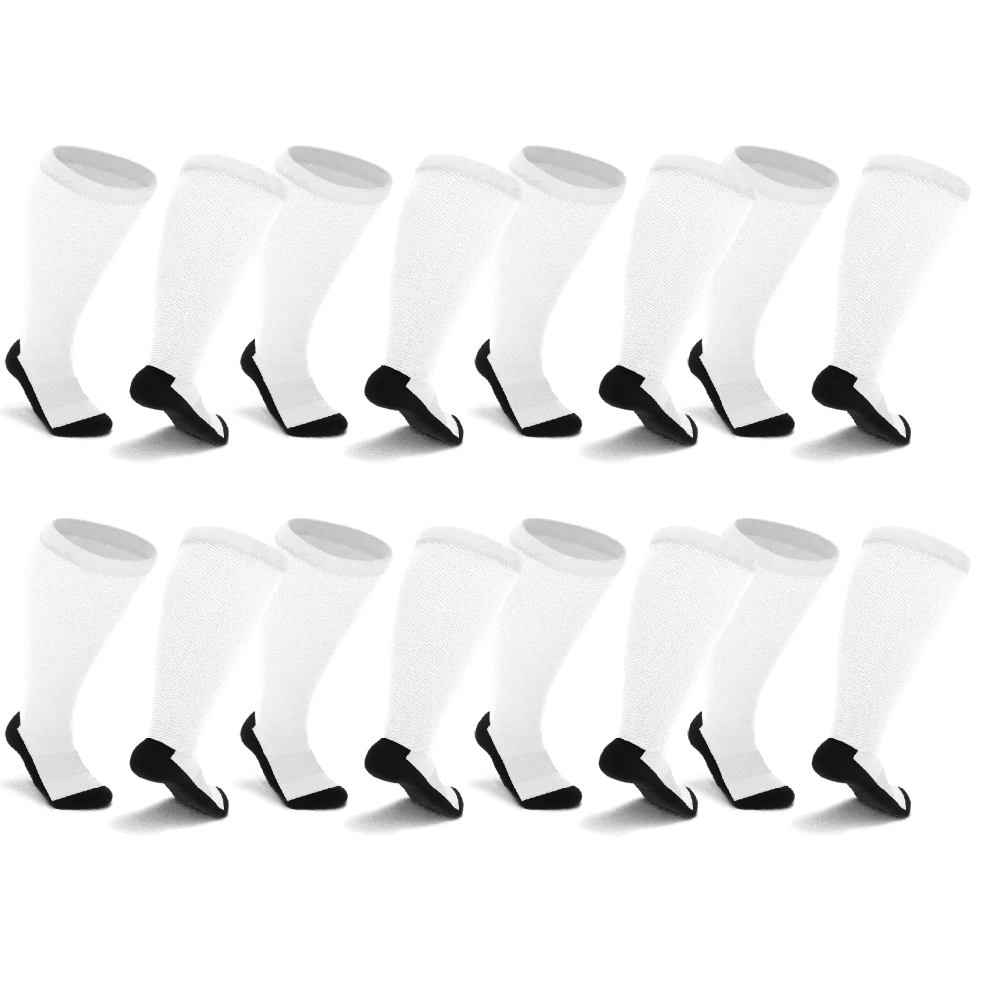 White with Black Bottom Non-Binding Diabetic Thin Socks 8-Pack