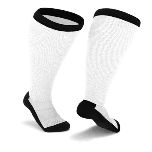 White With Black Bottoms Non-Binding Diabetic Thin Socks